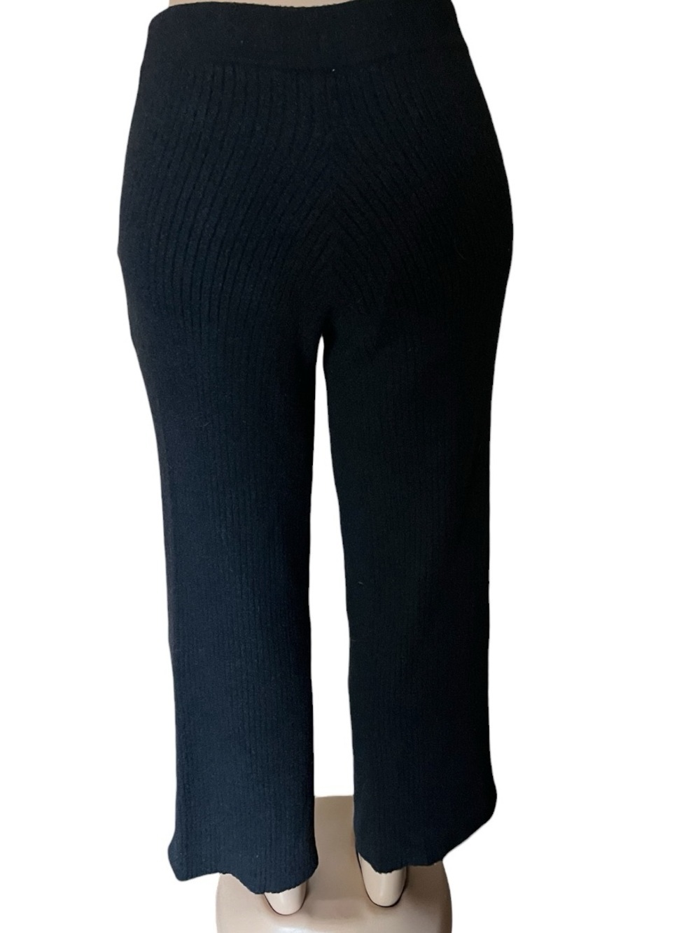 ALO Yoga Black Ribbed Wide-Leg Drawstring Pants - Picture 3 of 5